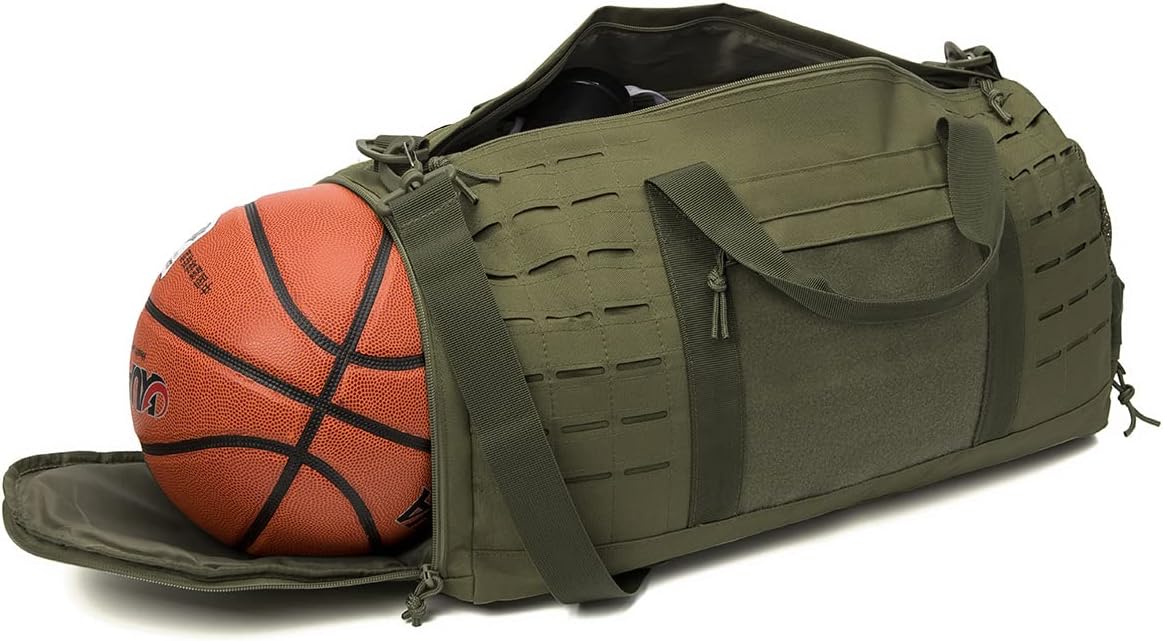 QT&QY 40L Military Tactical Duffle Bag For Men Sport Gym Bag Fitness Tote Travel Duffle Bag Training Workout Bag With Shoe Compartment Basketball Football Weekender Bag - Image 5